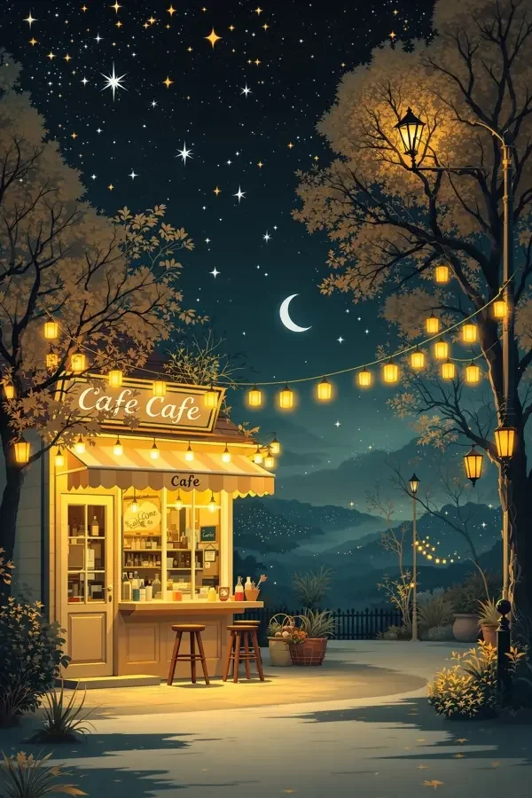 星夜咖啡馆 高清海报 - 抖音视频